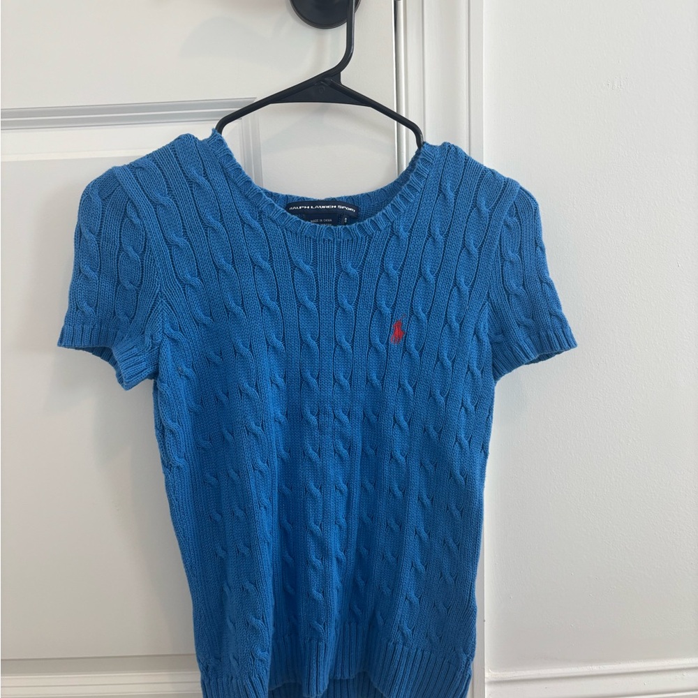 Ralph Lauren Blue Crew Neck Cable Knit Sweater